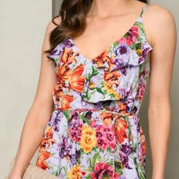 Lavender Floral Jumpsuit - Picture 6 of 9